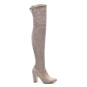 Suede Over The Knee Boots - Gray